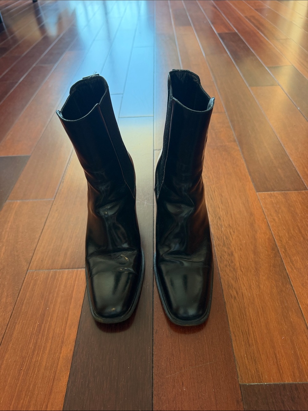Gucci Black Leather Square-Toe Ankle Boots